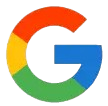 Google "G" logo with a multicolored segment in red, yellow, green, and blue, and a pixelated glitch effect on the lower right part.